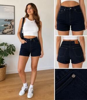 Chazzz Denim Shorts Women Size 11 Dark Wash High Rise Vintage Cotton 90s